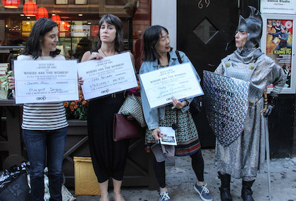 Honoring Joan of Arc’s UWS Statue, Pushing for More to Commemorate Women 5 LuLu LoLo, dressed as Joan of Arc, on 14th Street seeking nominations for public statues honoring women. | TEQUILA MINSKY