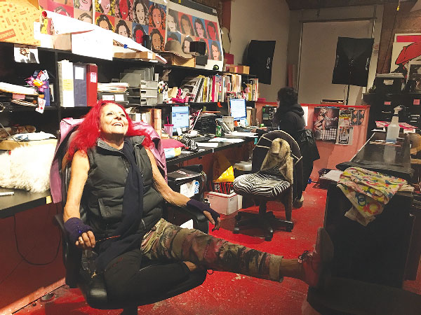 Photo by Tina Benitez-Eves Patricia Field in her downstairs office in her Bowery store this week. She goes to the store every day.