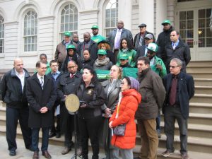 P.E.P. rally: Pols push BPCA to back off plan to privatize security 2 Photo by Dusica Sue Malesevic A City Hall press conference aiming to protect the role of city Parks Enforcement Patrol officers in Battery Park City’s security drew local politicians — including Councilwoman Margaret Chin and Borough President Gale Brewer — as well as some from further afield, such as outer-borough state Sen. Diane Savino, speaking, a labor booster who showed up in support of the P.E.P. officer’s union.