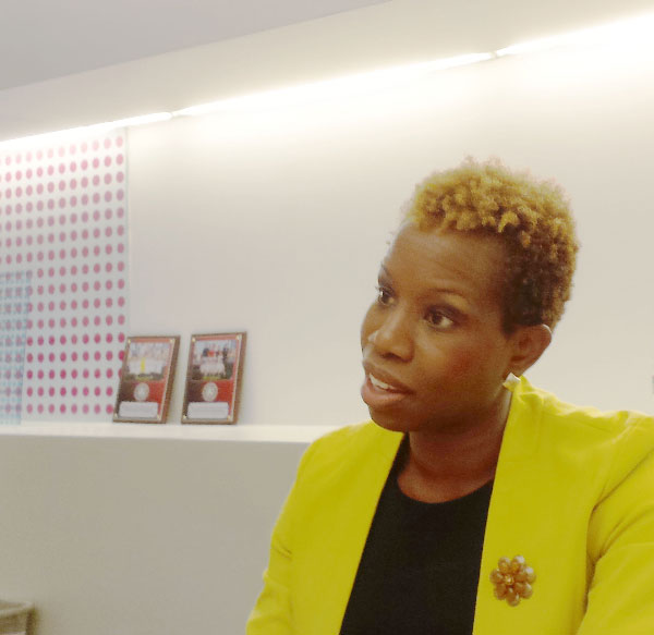 Photo by Lincoln Anderson Shola Olatoye, the chairperson of NYCHA, speaking with NYC Community Media’s editorial staff last week.