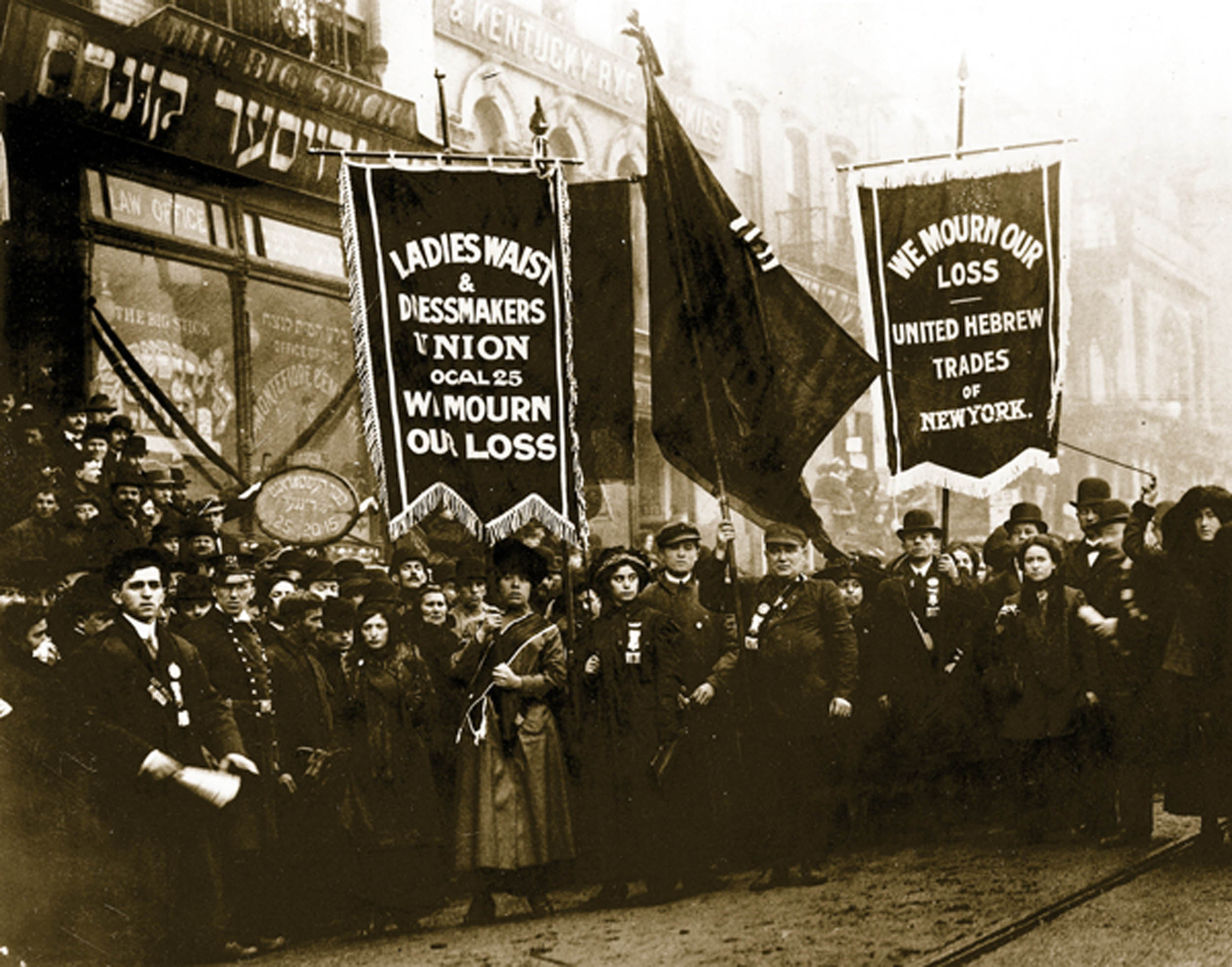 Union members mourned for the victims after the Triangle Shirtwaist Factory Fire of March 1911.