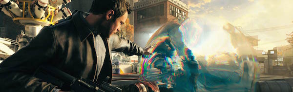 Narratives engross gamers in other worlds 4 The time control on display here is a major component of “Quantum Break,” in which you battle futuristic baddies. Image source: Microsoft.