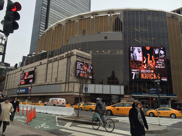 In an Empire Station State of Mind 2 The outside of Penn Station and Madison Square Garden, seen from across Eighth Ave., as it is today. Photo by Lindsay Bu.