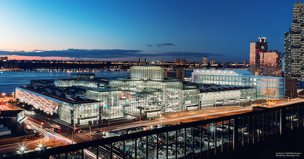 In an Empire Station State of Mind 6 A rendering of what the Javits Center will look like after its $1 billion expansion, with the new addition at its northern end visible to the right. Image: Architect, FXFOWLE Epstein / Rendering: Neoscape, Inc.