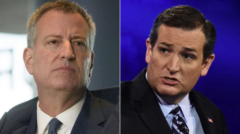 Bill de Blasio calls Ted Cruz a ‘hypocrite’ for NYC remarks 2 New York City Mayor Bill de Blasio says Ted Cruz owes the city an apology for his comments during Thursday's presidential debate.