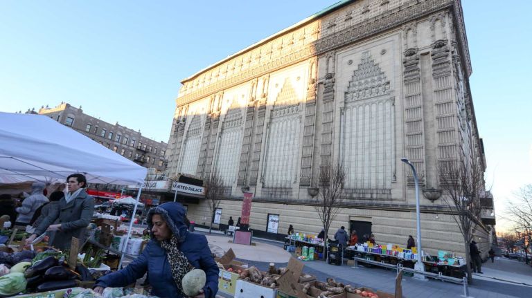 A vegetable stand in the plaza in front of the United Palace Theater at 4140 Broadway in Washington Heights, Wednesday, Jan. 6, 2016.
