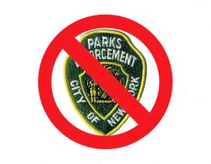 The Parks Enforcement Patrol won't be patroling or enforcing in Battery Park City's green spaces from next week.