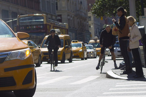 Islands on the Avenue: Sixth Ave. (seen here at W. 21st St.) will get pedestrian refuges, when a bike lane is installed btw. W. 8th & W. 33rd Sts. Chlsea Now file photo by Zach Williams.