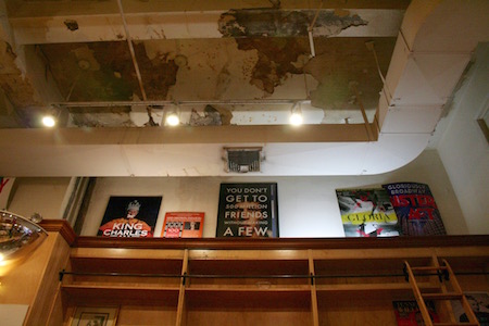 Broadway Super Nova’s Lifeline to Water-Logged Drama Book Shop 3 The store’s ceiling, though still structurally sound, sustained significant damage. | YANNIC RACK