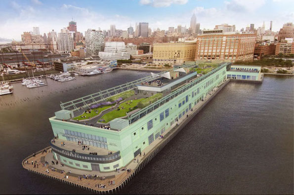 A rendering of Pier 57 as it would look under the RXR Reality project. The rooftop would be redeveloped as a public park.