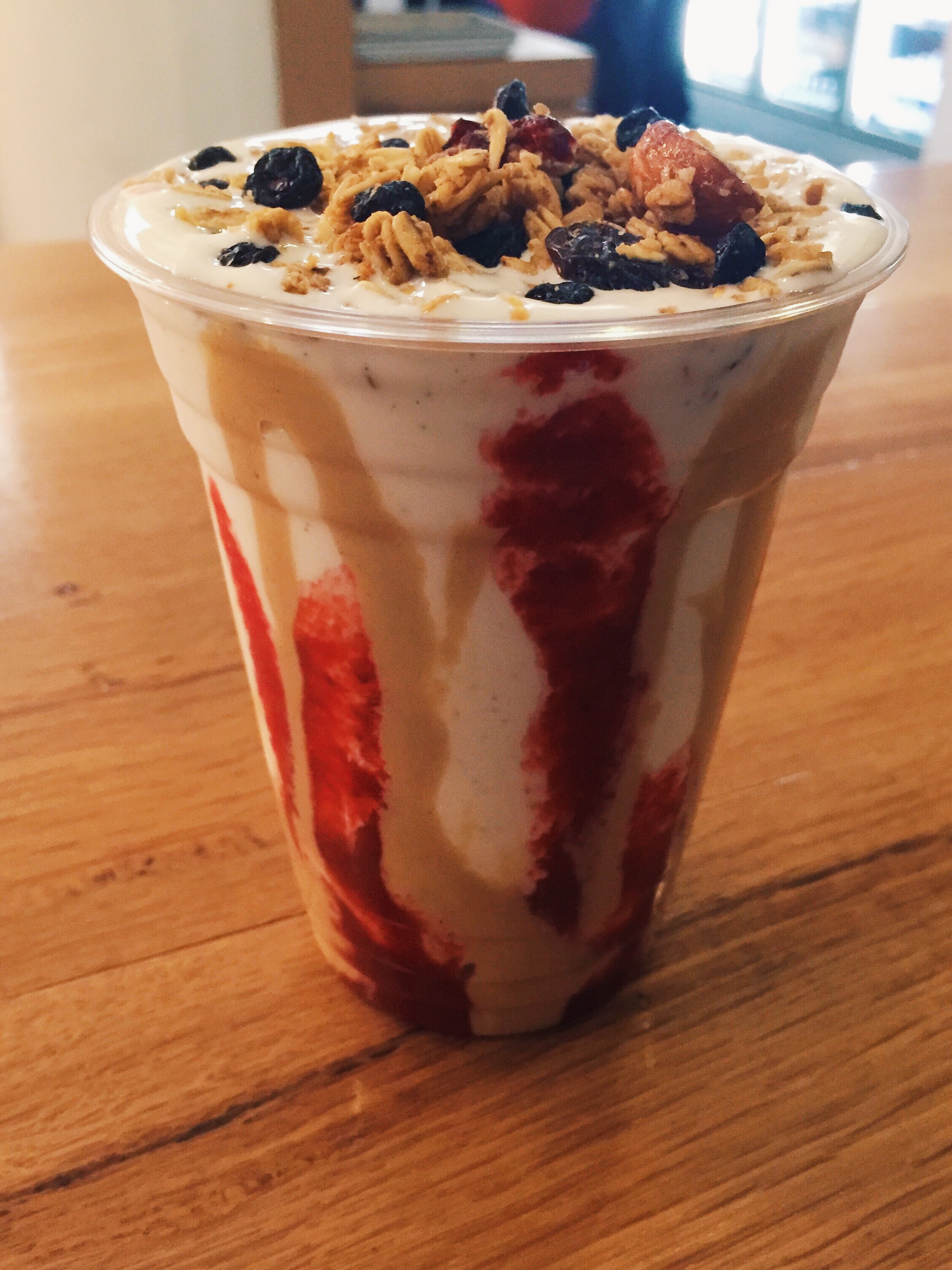 The breakfast creations of Creamline — like this peanut butter and jelly yogurt shake — in the Chelsea Market, are mouthwatering. 