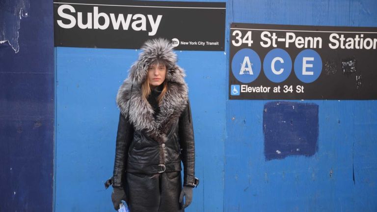 A woman at New York Fashion Week 2016 on Feb. 11, 2016.