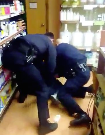 Raw-food Rashomon as cops remove disruptive man 1 Police handcuff a customer before removing him from the LifeThyme store on Jan. 29. According to store employees, the man insisted on being given a scissor, started cursing and then went behind a counter, scaring a cashier, causing them to call police for assistance.
