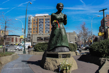 “Swing Low,” the Harriet Tubman memorial on West 122nd Street at St. Nicholas Avenue and Frederick Douglass Boulevard. | TEQUILA MINSKY 