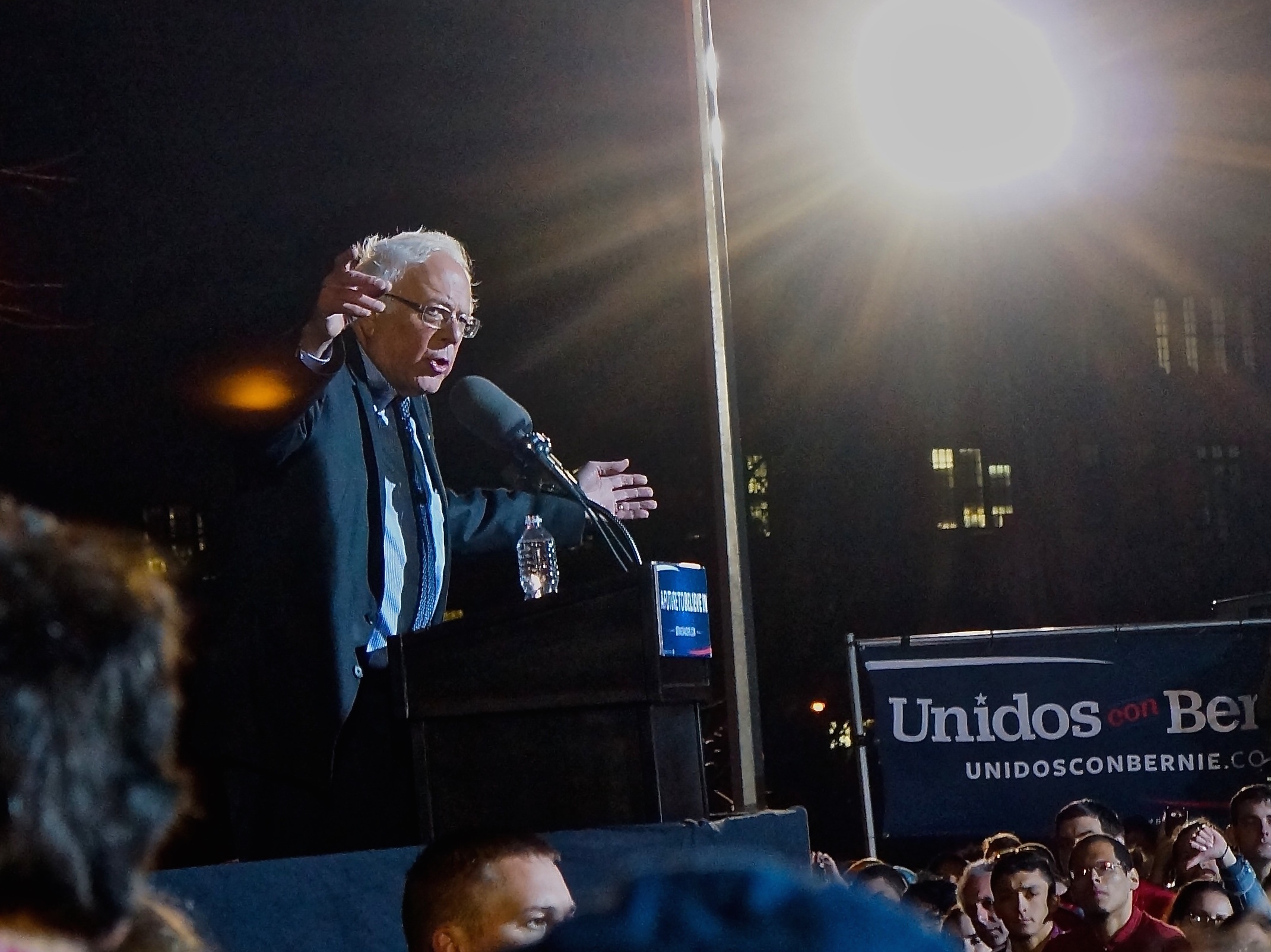 Bernie Sanders speaking in Mott Haven, the Bronx, on Thursday, kicking off his campaigning for the critical April 19 New York presidential primary.  Photo by Sarah Ferguson
