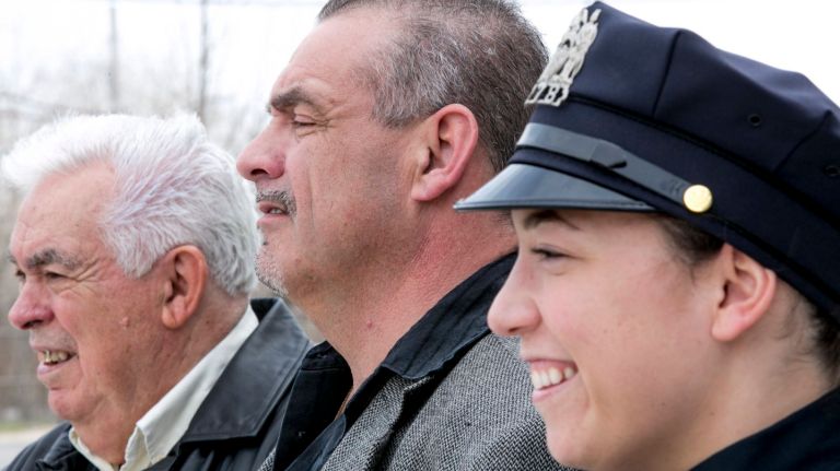 NYPD Trainee Marina Andrade outside the New York Police Academy in College Point, Queens, on March 31, 2016. Marina is the third generation of NYPD members in her family.