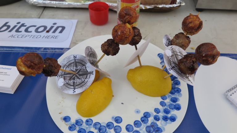 Brunchstreet uses a special pan with tiny circular cavities to cook quail eggs. The quail eggs are Brunchstreet's specialty, served two at a time on a stick and available two ways: East, with dim sum flavors, and West, with Parmesan and truffle. Pictured: sausage and French toast bites also are available.
