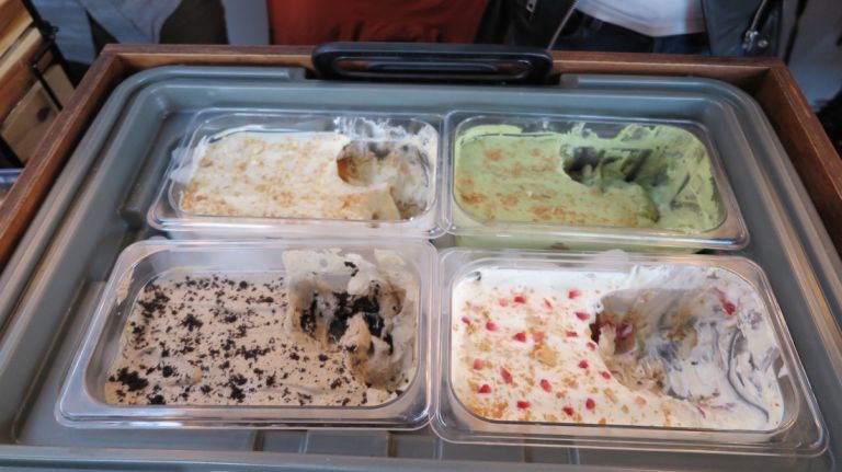Baonanas is serving four different flavors of banana pudding at Smorgasburg. Clockwise from top left: traditional, matcha, strawberry and s'mores.