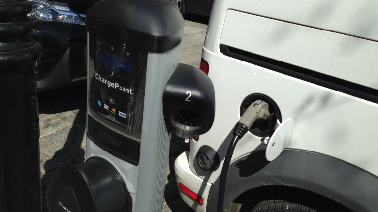A city councilman wants electric car charging stations like this one in all five boroughs.