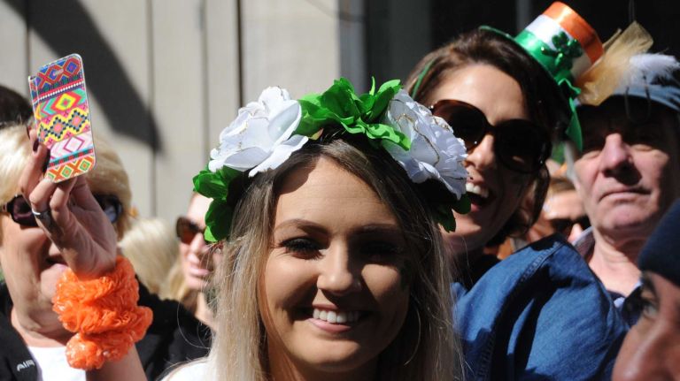 Spectators at the New York City St. Patrick's Day Parade on March 17, 2016.