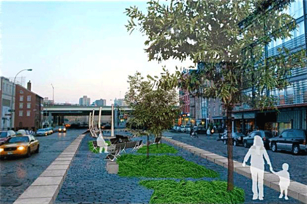 This 2007 rendering shows what the Parks Department wants to build at Peck Slip Plaza — whether locals want it or not.