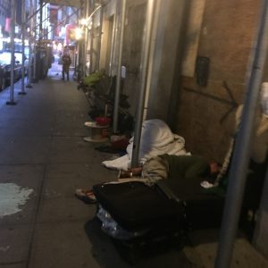 Sidewalk-shed shantytown: Ancient scaffolding hosts homeless in Fidi 2 Photo courtesy of Andrea Kanter The eight-year-old sidewalk shed on John Street is home to a chronic homeless encampment, where vagrants set up furniture and cardboard shanties beneath the relative sanctuary the shed provides.