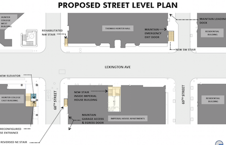 Improvements at 68th — Hunter College Stop Look Good to Go 1 The MTA’s design for a station elevator, a midblock entrance and exit, and stairway improvements for the 68th Street –– Hunter College stop on Lexington Avenue Subway line. | MTA