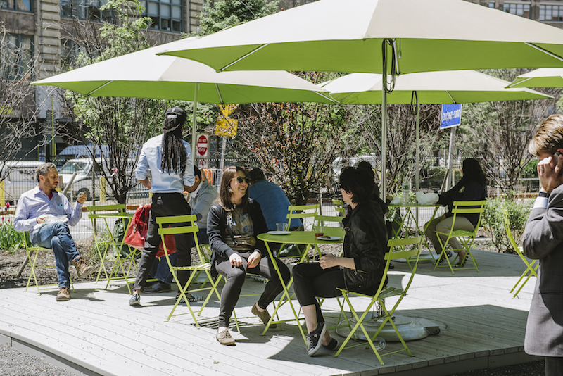 Amid the bustle of Hudson Square, Freeman Plaza East offers a feeling of bucolic tranquility in the big city.