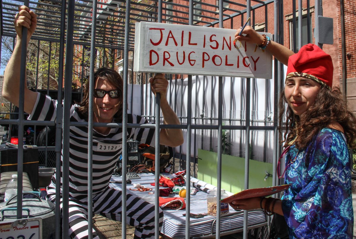 Call it Fort Pot Rx: 14th St. dispensary is slammed as ‘like a jail’ 1 Pot legalization advocates recently made their cage...or rather, case…in Washington Square. Photo by Tequila Minsky