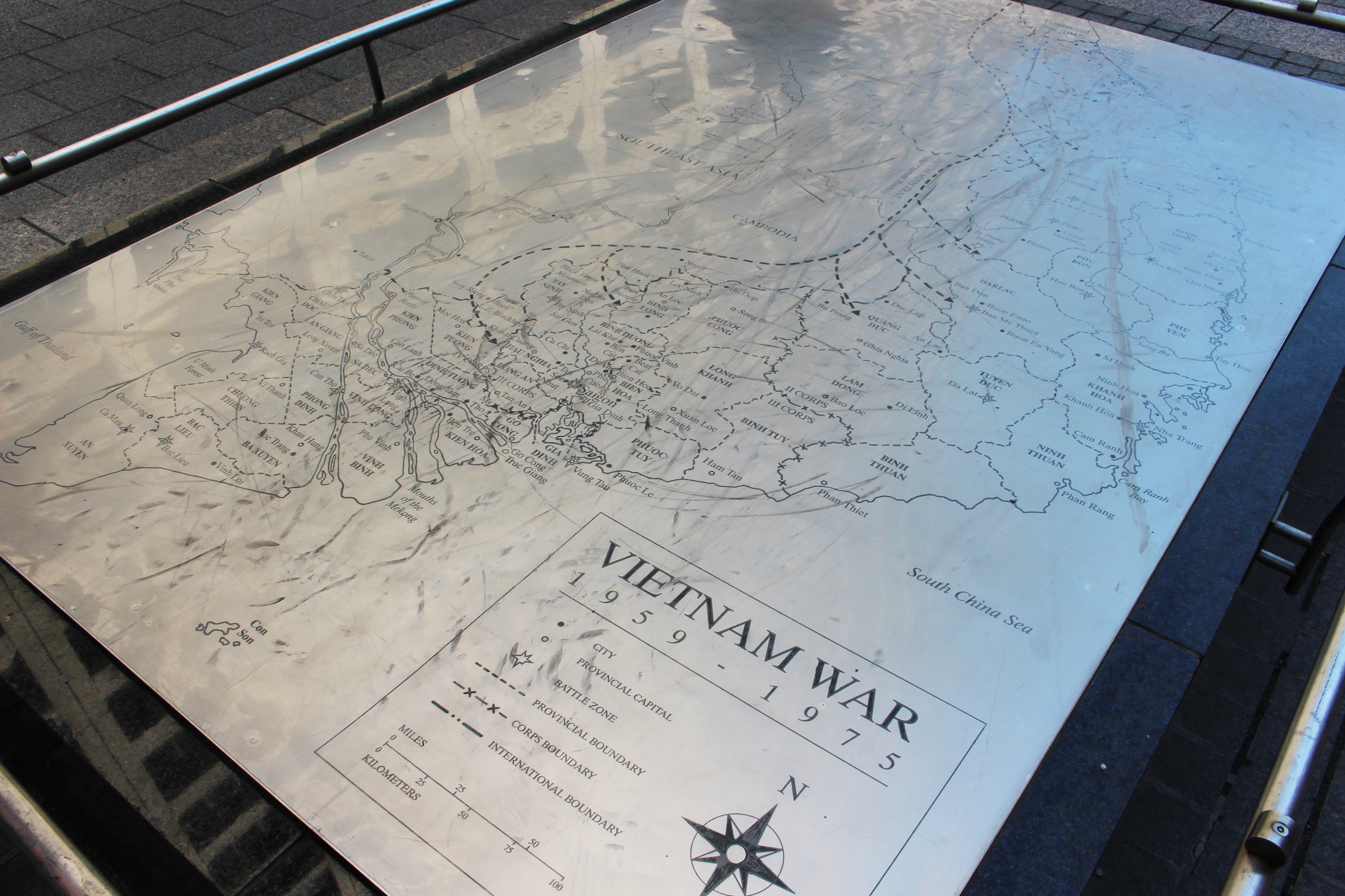 Photo by Bill Egbert The memorial's map of Vietnam, which was damaged by debris during superstorm Sandy, will be replaces as part of the $1.2-million restoration.