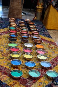 Winter Zen Garden: Buddhist monks crafting sand mandala at Brookfield Place 2 Photo by Tequila Minsky The sand mandala is created with finely ground marble dyed in various colors.