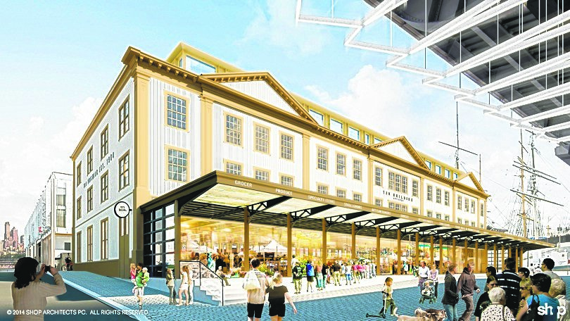 Pushing Tin: Preservationists blast city’s approval to move historic Tin Building 1 SHOP Architects The Landmarks Preservation Commission signed off on the plan by Howard Hughes Corp. to move the historic Tin Building so it can be raised above the flood plain, but preservationists say the move is unnecessary.