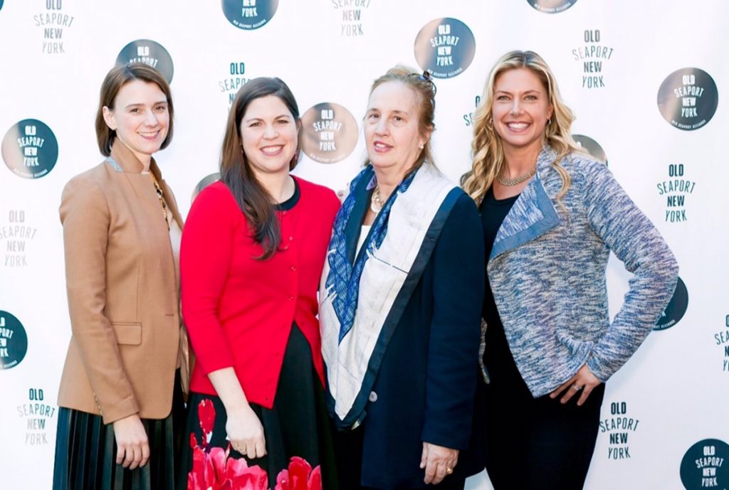 Photo by Caroline Sinno Photography From left, Downtown Alliance president Jessica Lappin, OSA executive director Whitney Barret,  Borough President Gale Brewer, and OSA board member & owner of The Salty Paw Amanda Byron Zink had a blast at the Old Seaport Alliance’s fund-raising gala on Apr. 5.