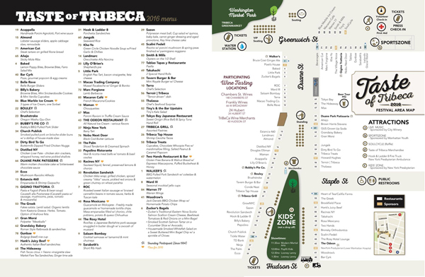 Tasty Tribeca: Food fest returning for 22nd year to fund public school arts programs 4 Click for link to full-size map