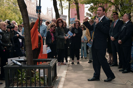 City Councilmember Ben Kallos at a May 10 rally held by the East River Fifties Alliance in support of its rezoning proposal to the Department of City Planning. | JACKSON CHEN 