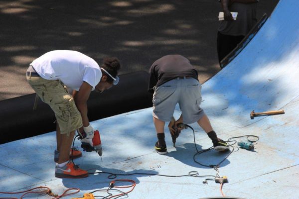 Area skaters who do maintenance work to keep the 1996 wooden ramps in shape. | JACKSON CHEN