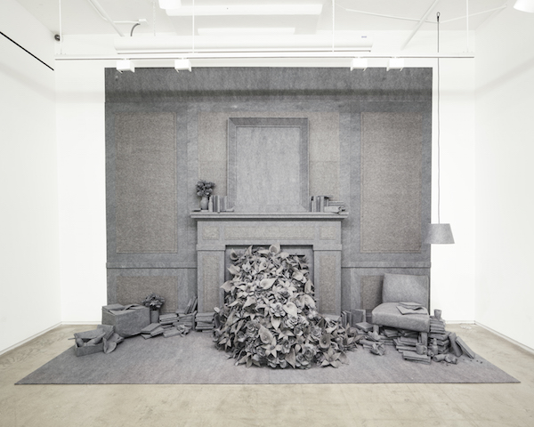 A tactile thread runs through it 3 Timothy Paul Myers in collaboration with Bigheavy Studios: “Untitled (Grey Felt)” (2016. Grey felt. Dimensions vary.). Photo by Will Ellis, courtesy the artist.