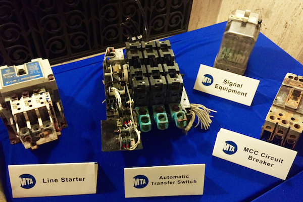 Equipment damaged by Hurricane Sandy, which flooded the Canarsie Tunnel with seven million gallons of saltwater, was on display at the event. Photo by Yannic Rack.