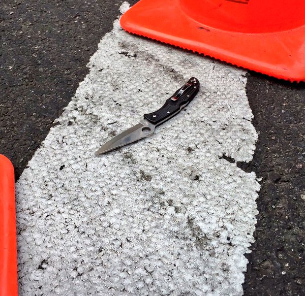 Police Shooting Leaves Man Dead in Hell’s Kitchen 2 The knife that NYPD officers were threatened with, following an altercation on the morning of Wed., May 18. Photo source: NYPD.