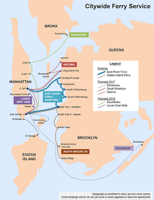 New East River ferry service, slated to open up in 2017 and 2018, will add to NO2 emissions at and near the docking terminals. | NYC EDC 