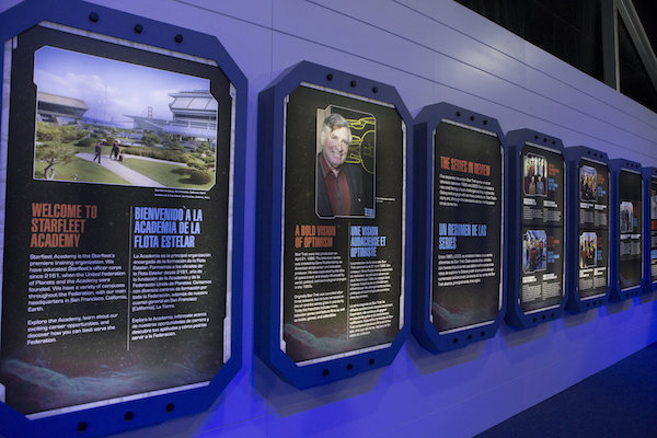 Your new away mission: 'Trek' to the Intrepid 2 This hallway timeline charts the franchise’s 50-year history — once inside the exhibition, though, it’s as if you’re entered a 26th century version of Starfleet Academy. © Erika Kapin Photography.