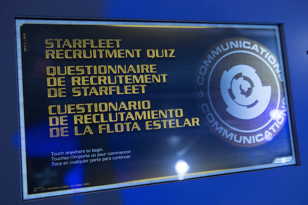 Your new away mission: 'Trek' to the Intrepid 3 Before officially entering the exhibition, a quiz sets the stage for a series of aptitude tests that will determine your focus as a Starfleet cadet. © Erika Kapin Photography.