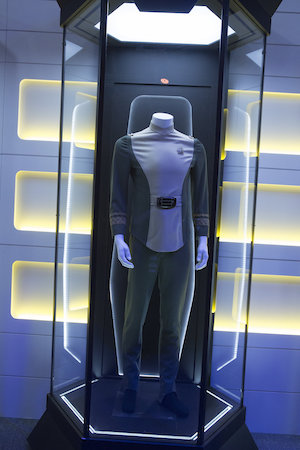 Costumes from various iterations of “Trek” appear throughout the exhibition, such as this Starfleet uniform from 1979’s “Star Trek: The Motion Picture” (widely panned by fans at the time). © Erika Kapin Photography.