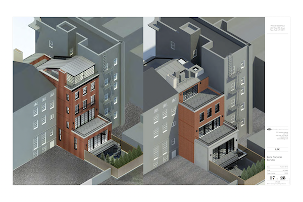 LPC Considers Revised Plans For 404 W. 20th St. 2 A view of what the back extension would look like (current plans on the right). Rendering courtesy LPC/Suk Design Group LLP.