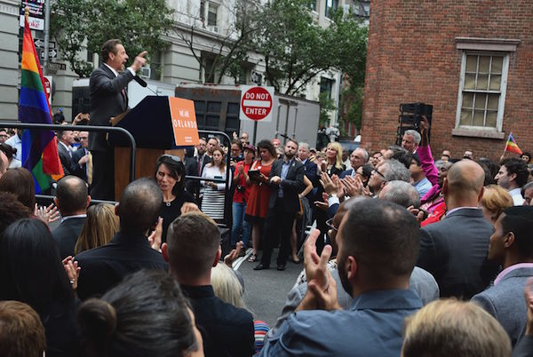 Stonewall Vigil for Orlando Victims Pivots to Gun Control Rally 2 Governor Andrew Cuomo spoke about the need for greater gun regulation. Photo by Donna Aceto.