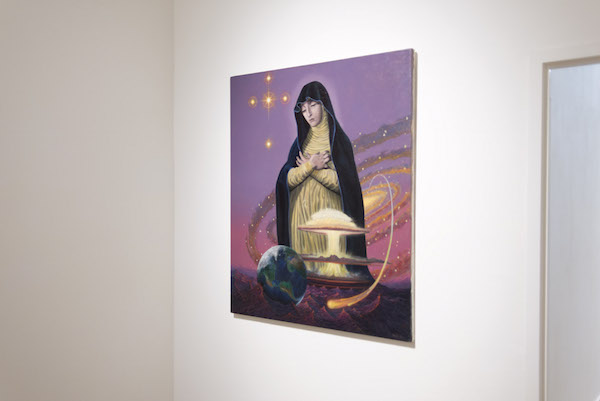 An installation view of Ingo Swann’s “Madre Doloroso” (1986, 50 x 42 inches). Image courtesy La MaMa La Galleria.