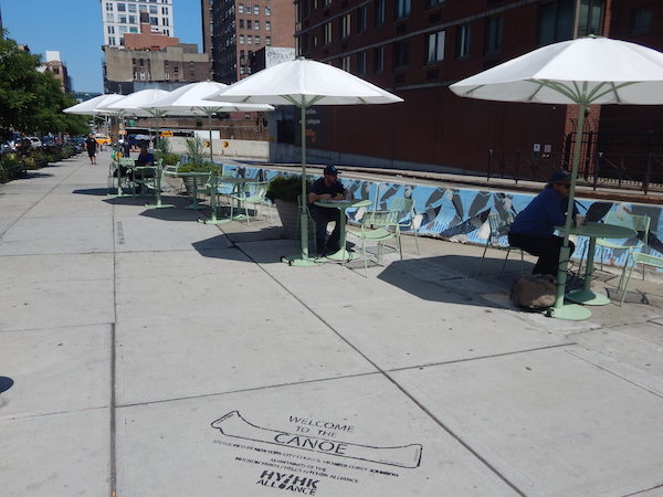 BID Takes Care of Business on Burgeoning Boulevard 3 A view of the Canoe, a new public plaza on W. 36th St., just west of Ninth Ave. Photo by Sean Egan.