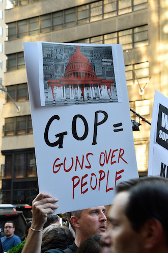 Taking Protest Right to Trump's Front Door 3 The protest called attention to Republican resistance to gun control legislation. | DONNA ACETO