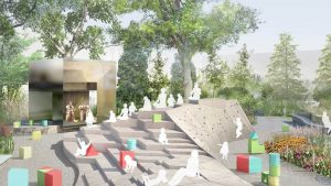 The Battery Conservancy The “Jewel Box Puppet Theater” will feature a mini-amphitheater and one side, and a child-sized rock-climbing wall on the other.