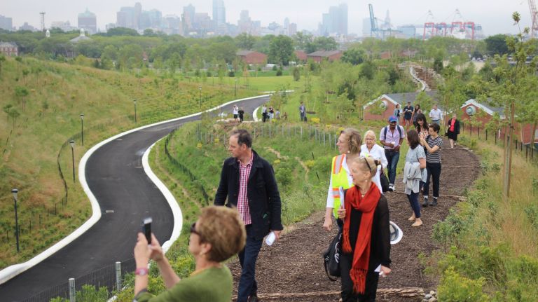 The Trust For Governors Island gave the press a sneak preview of The Hills, opening July 19, 2016.